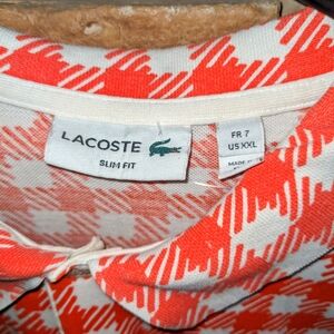 Lacoste Red and White Check Polo